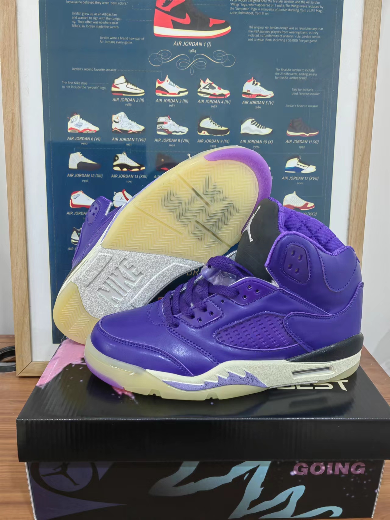 New 2022 Air Jordan 5 Purple White Yellow Shoes